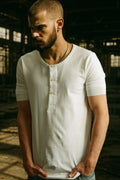 Merz b. Schwanen - 207 men's loopwheeled henley, 7,2oz/sq.yd, classic fit in White