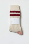 Merz b. Schwanen - Striped Merino Wool Socks (Nature/Dark Red)