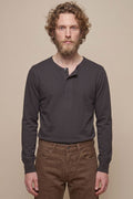 Merz b. Schwanen - 2M06 Vintage Machine Refined Henley, 6,8 oz/sq.yd - Charcoal