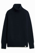 Merz b. Schwanen - LOCT01 Turtleneck Pullover, Merino Cashmere Blend in Dark Navy