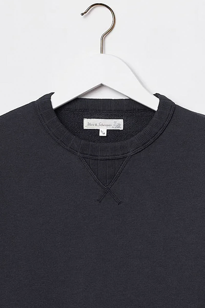 Merz b. Schwanen - Textured Heavyweight (16oz, 540 gsm) Rugged Fleece Cotton Sweatshirt in Charcoal
