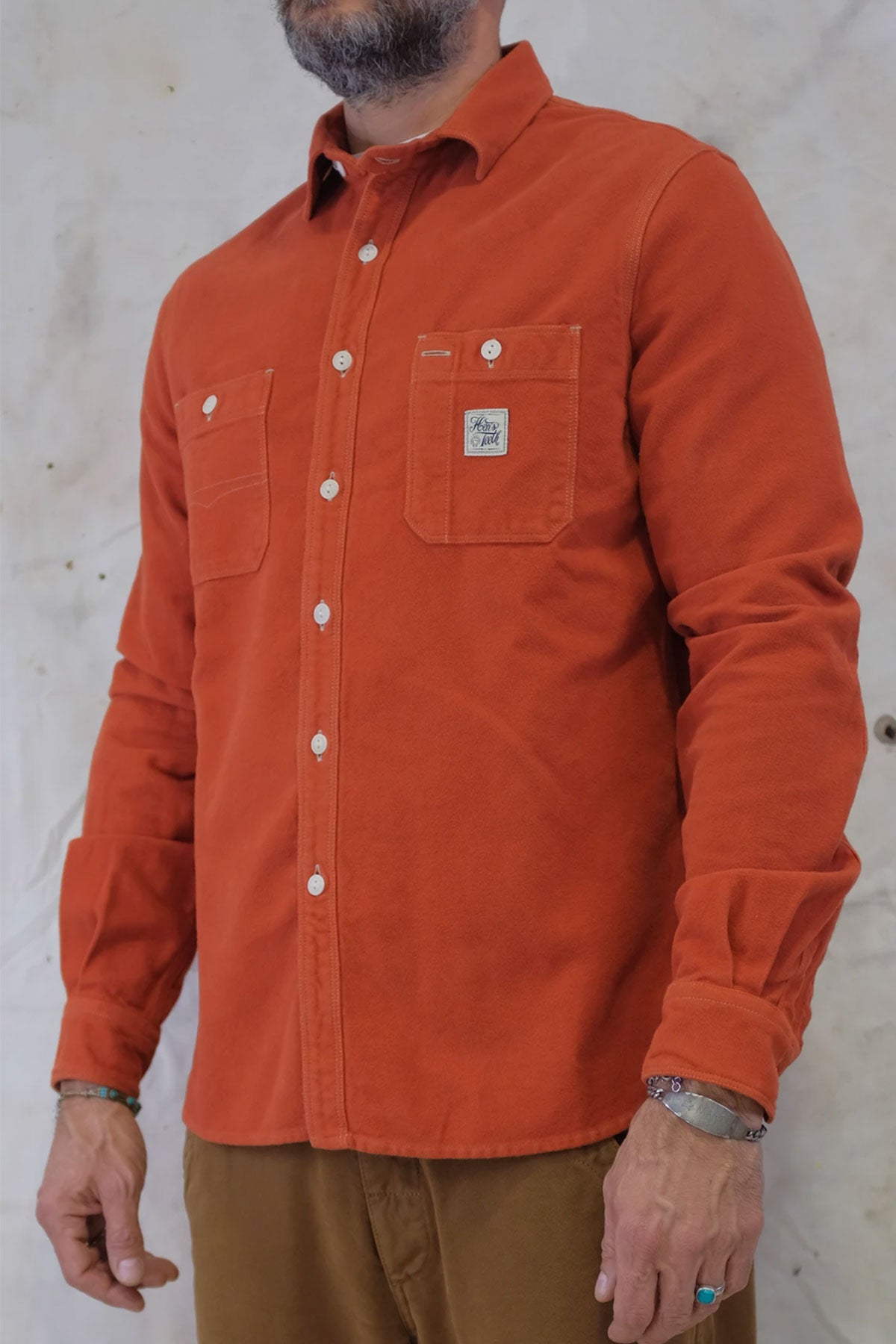 Hen's Teeth - HTM-S1M2 Work Shirt in Moleskin Rust