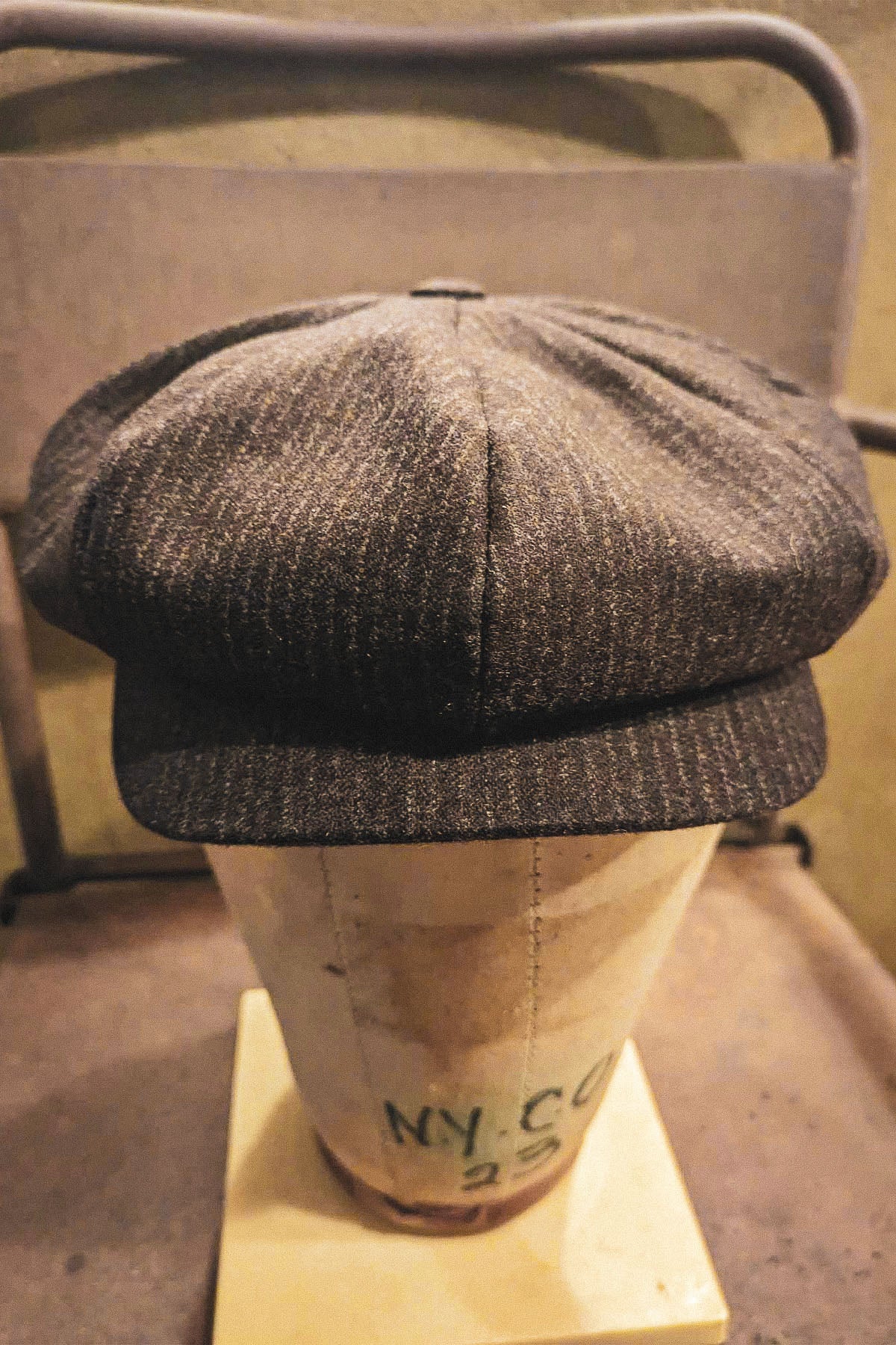 Scarti Lab - Newsboy "Tommy" 8 Piece Wool Cap in Pinstripe Brown