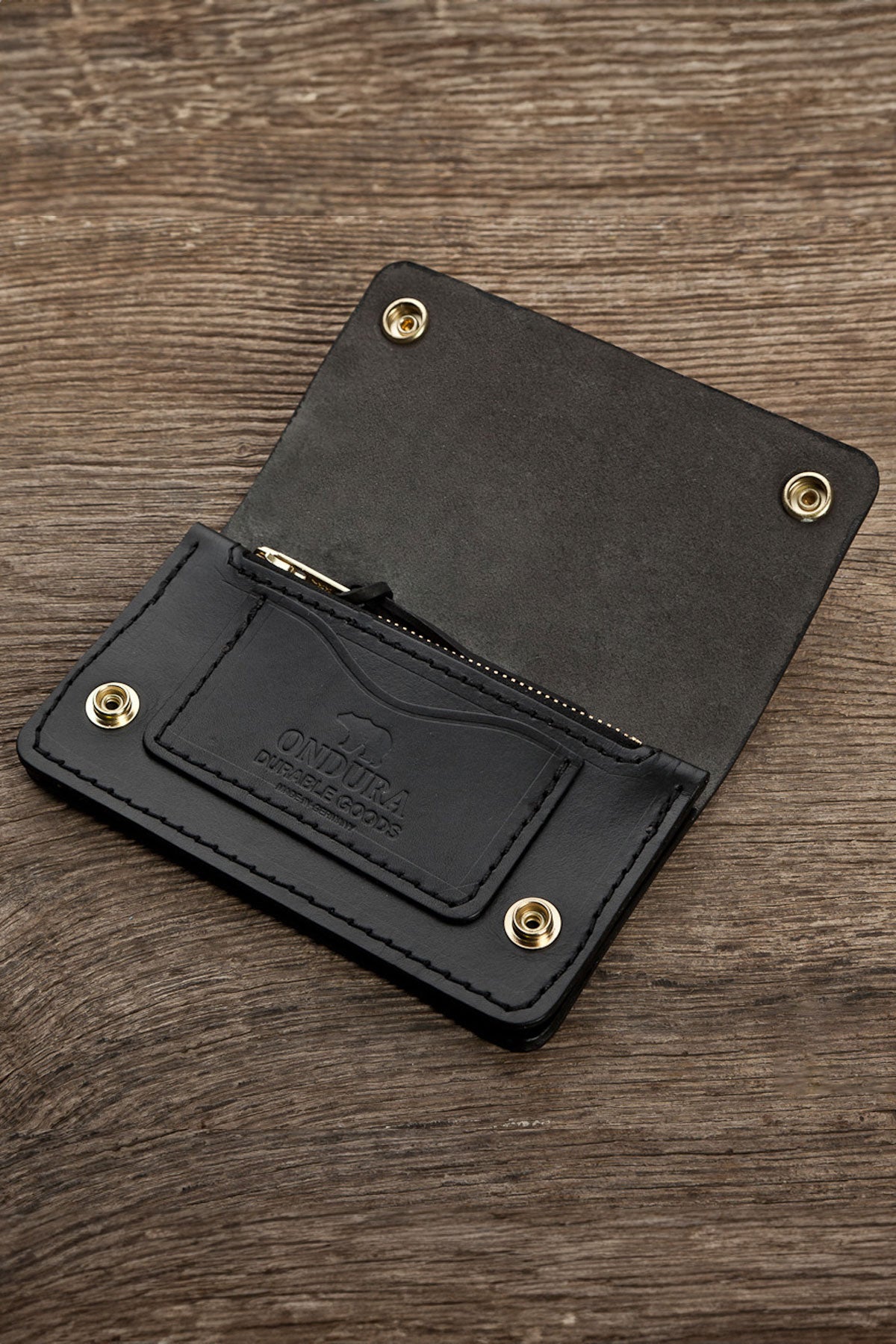 Ondura- Leather Slim Biker Wallet in Black