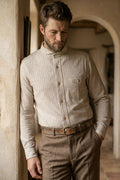 Orgueil - OR-5007E Shawl Collar Shirt - Indigo Stripe