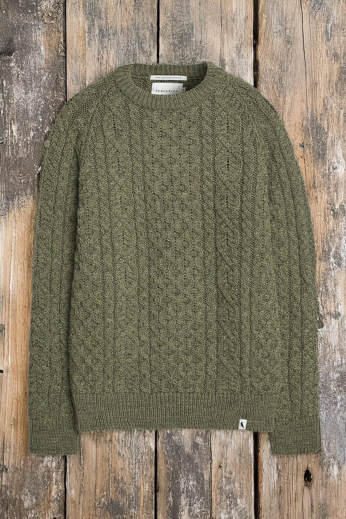 Peregrine - Hudson Aran Jumper in Apple