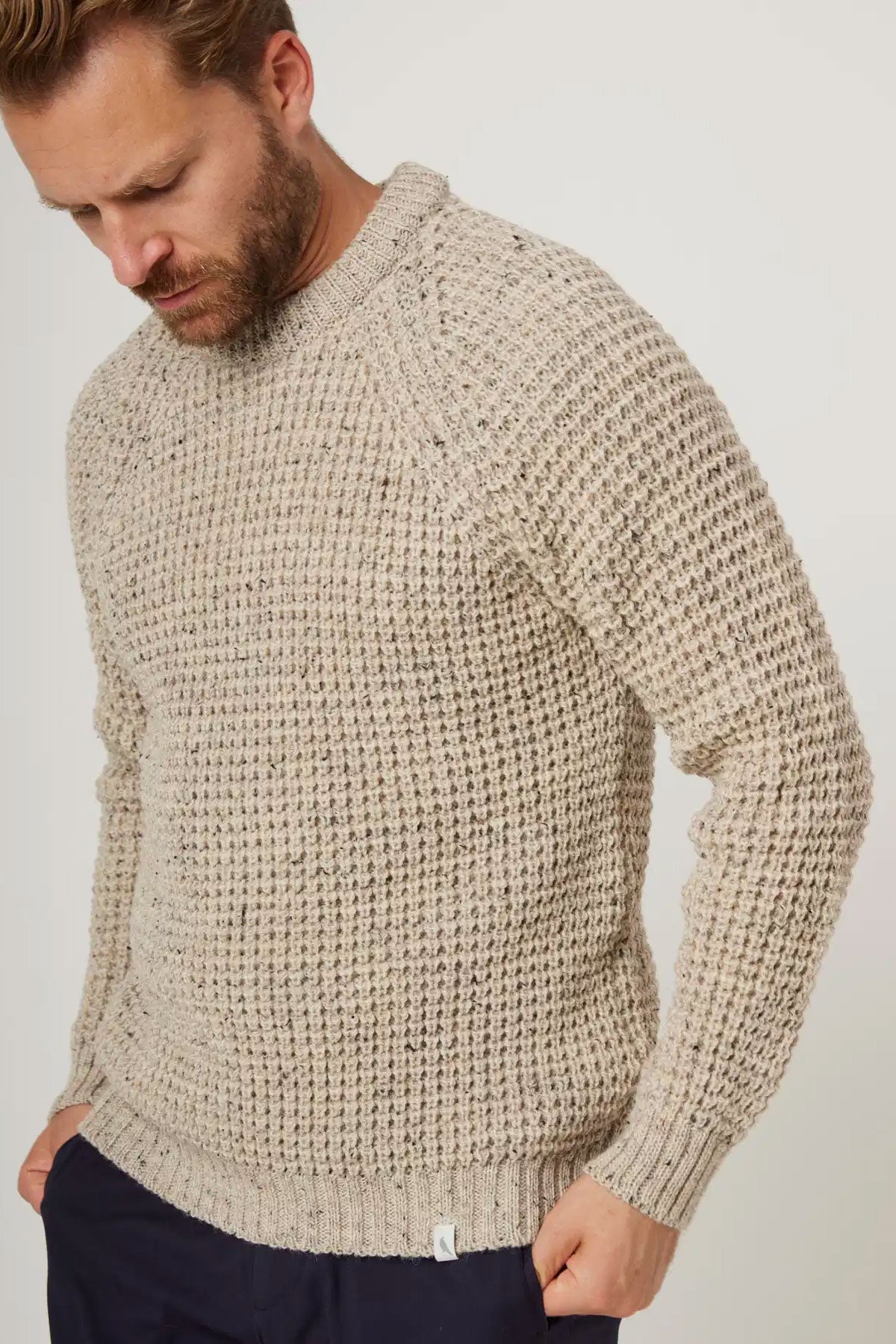 Peregrine - Waffle Crew Neck Jumper in Skiddaw