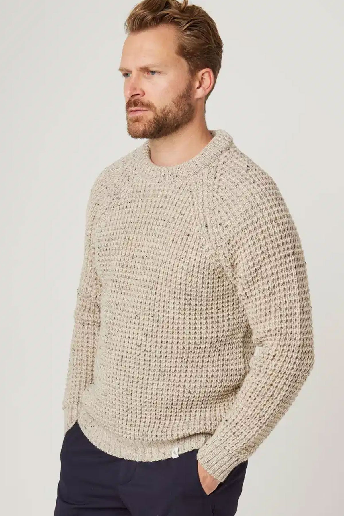 Peregrine - Waffle Crew Neck Jumper in Skiddaw