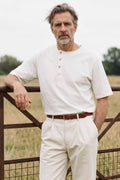 Prequel - C1016 Stiff Cotton Henley T-shirt (White)