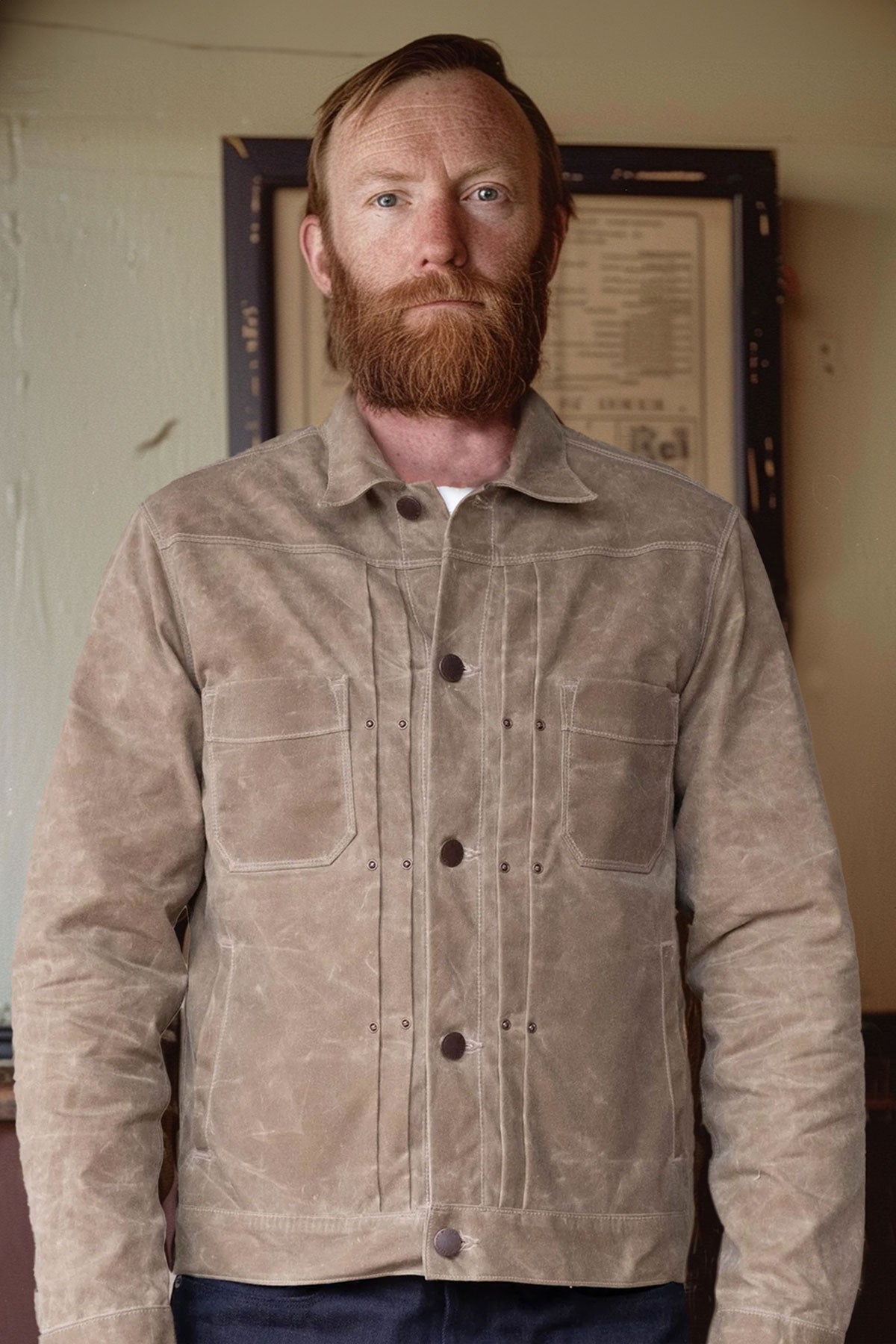 Freenote Cloth - Riders Jacket Waxed Canvas in Tobacco (brown interior)