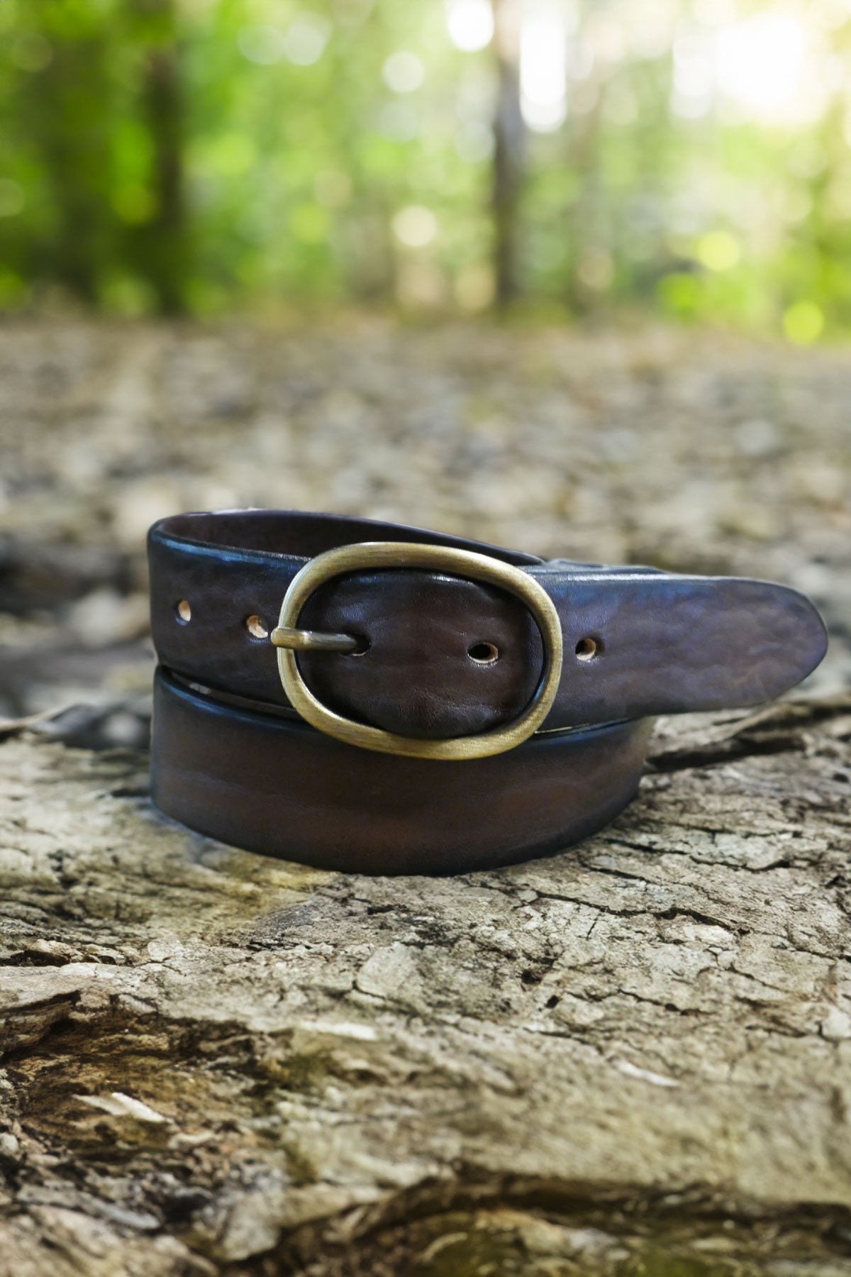 ベルト O LUTI Leather belt with machined buckle (766/25) Alberto Luti - Type 806/30 Oval Buckle Leather Belt in Dark