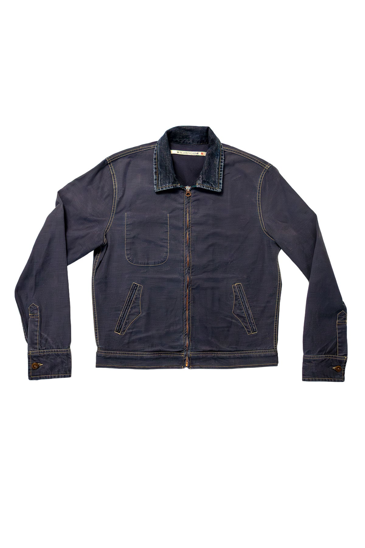Scarti Lab - 713 SG824 Zip Jacket in Navy (100% Japanese Sateen