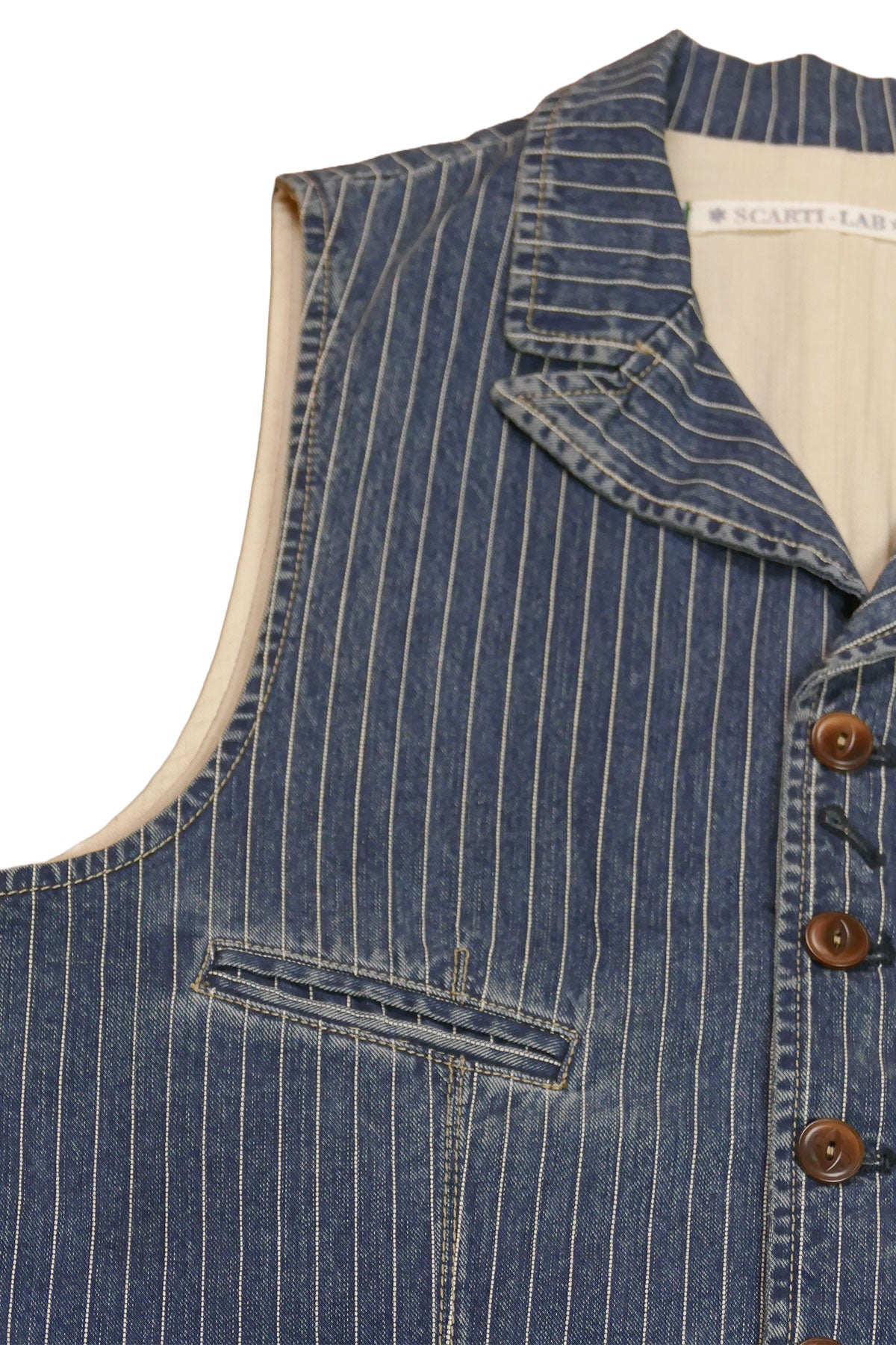 Scarti Lab Archive - 404 SG876 9 oz. Japanese Wabash Indigo Waistcoat (Vintage Wash)
