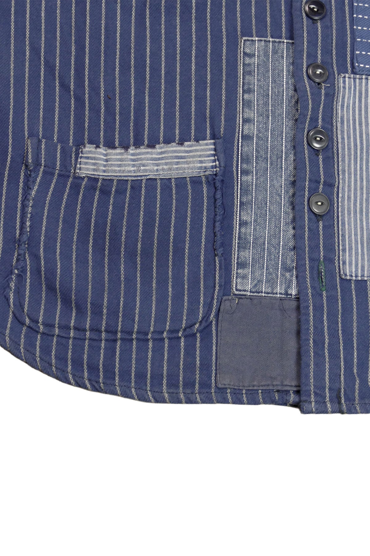 Scarti Lab Archive - 407 SM271 100% Japanese cotton 8oz. Indigo Stripe Overshirt (B.N.B. Wash)