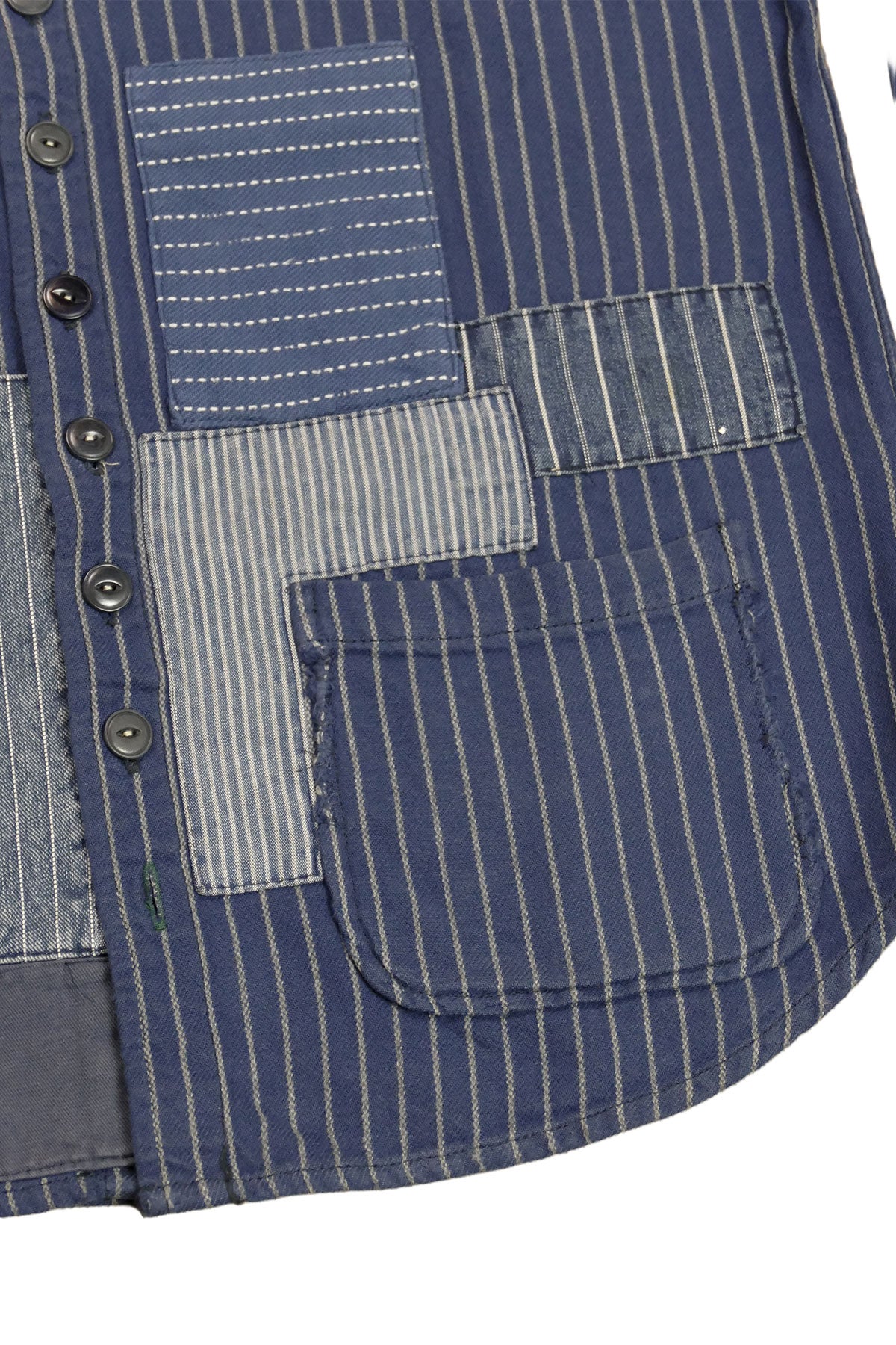Scarti Lab Archive - 407 SM271 100% Japanese cotton 8oz. Indigo Stripe Overshirt (B.N.B. Wash)