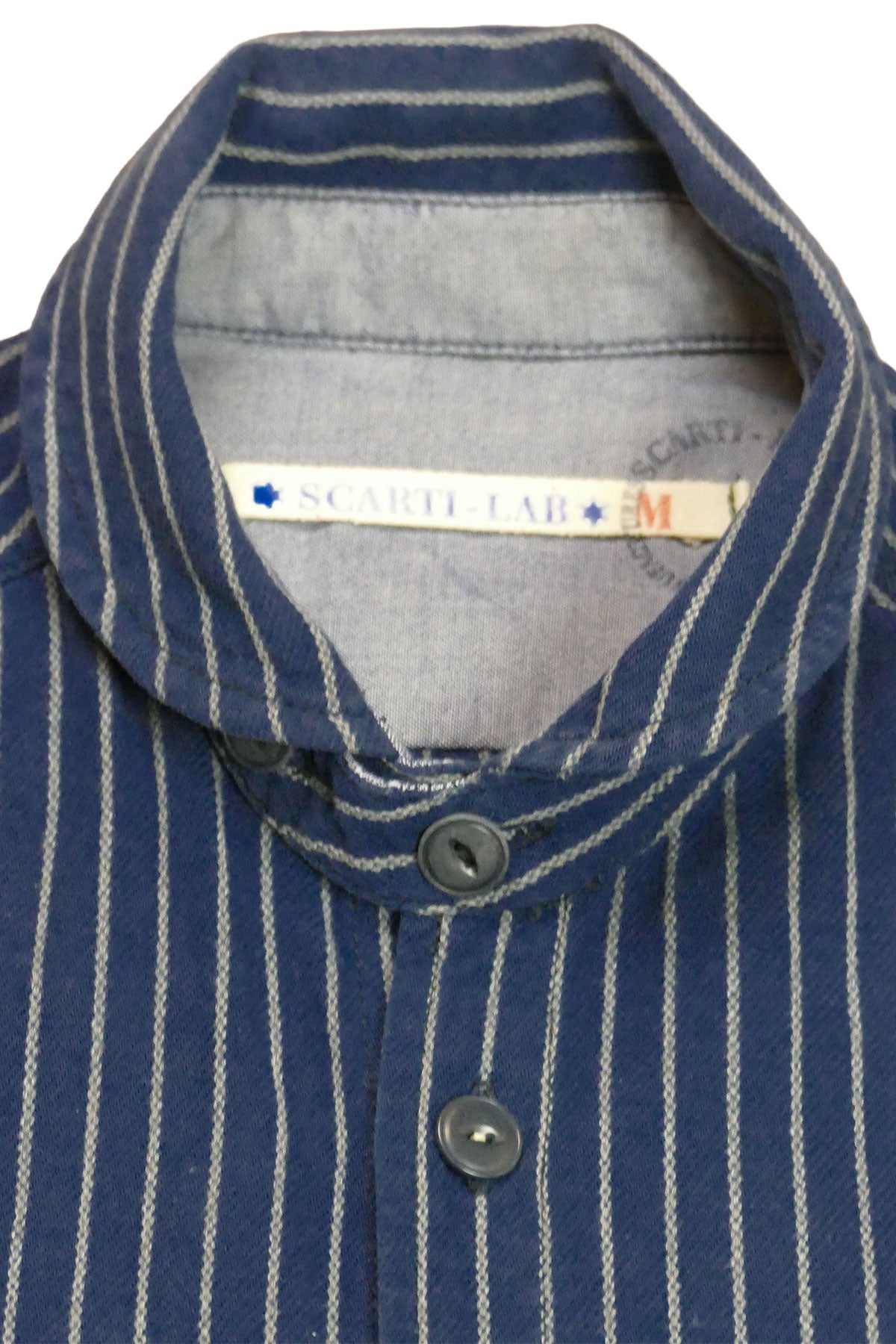 Scarti Lab Archive - 407 SM271 100% Japanese cotton 8oz. Indigo Stripe Overshirt (B.N.B. Wash)