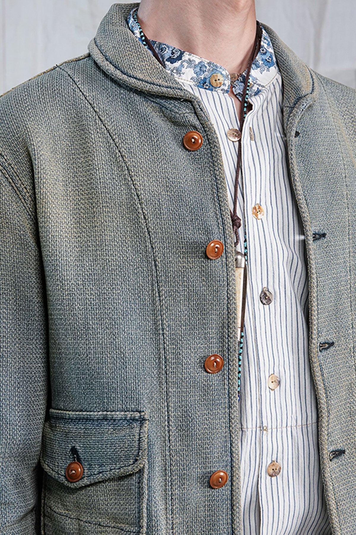 Scarti Lab - Cossack jacket 707-SU928 Vintage Wash in Light Blue