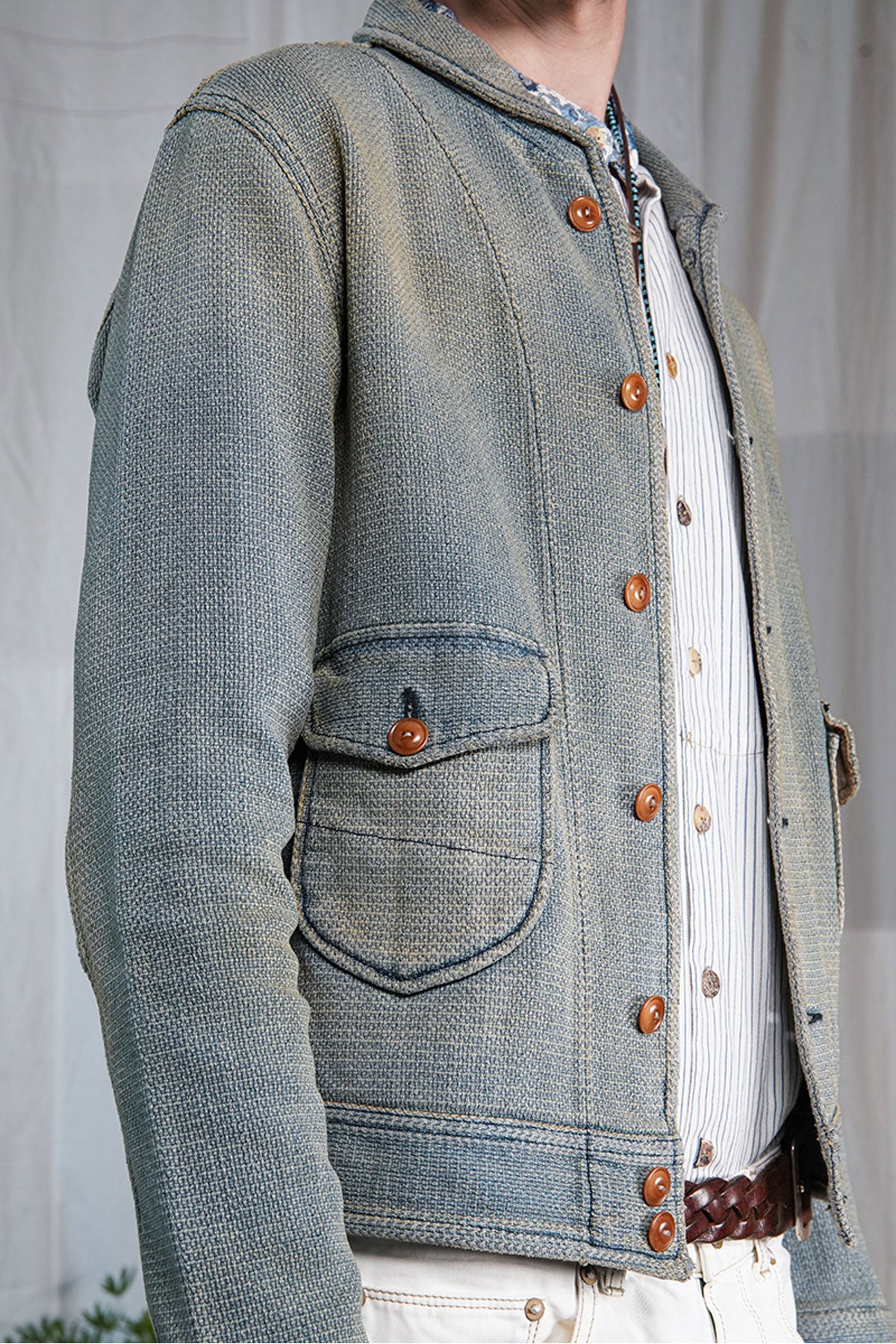 Scarti Lab - Cossack jacket 707-SU928 Vintage Wash in Light Blue