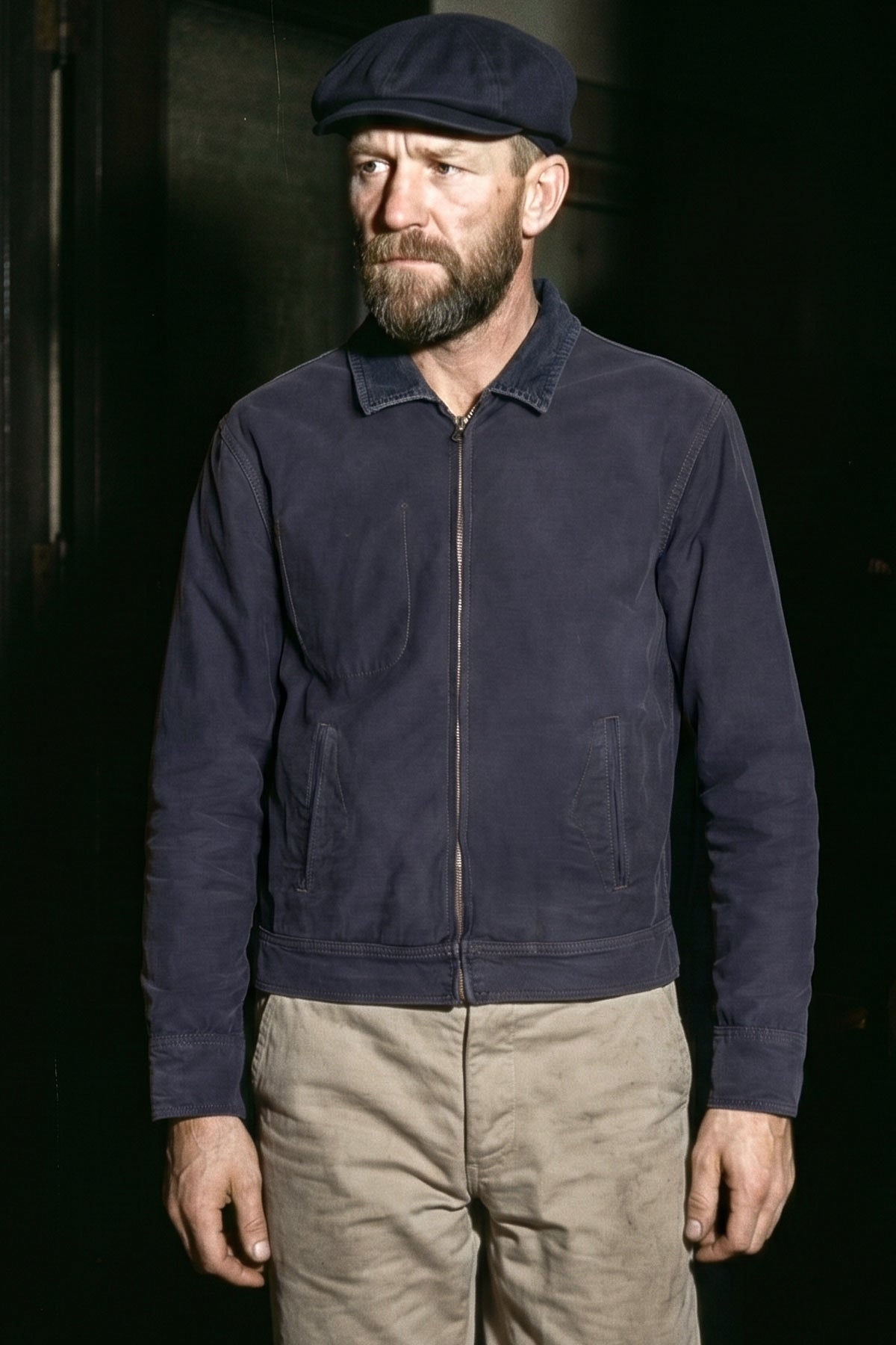 Scarti Lab - 713 SG824 Zip Jacket in Navy (100% Japanese Sateen