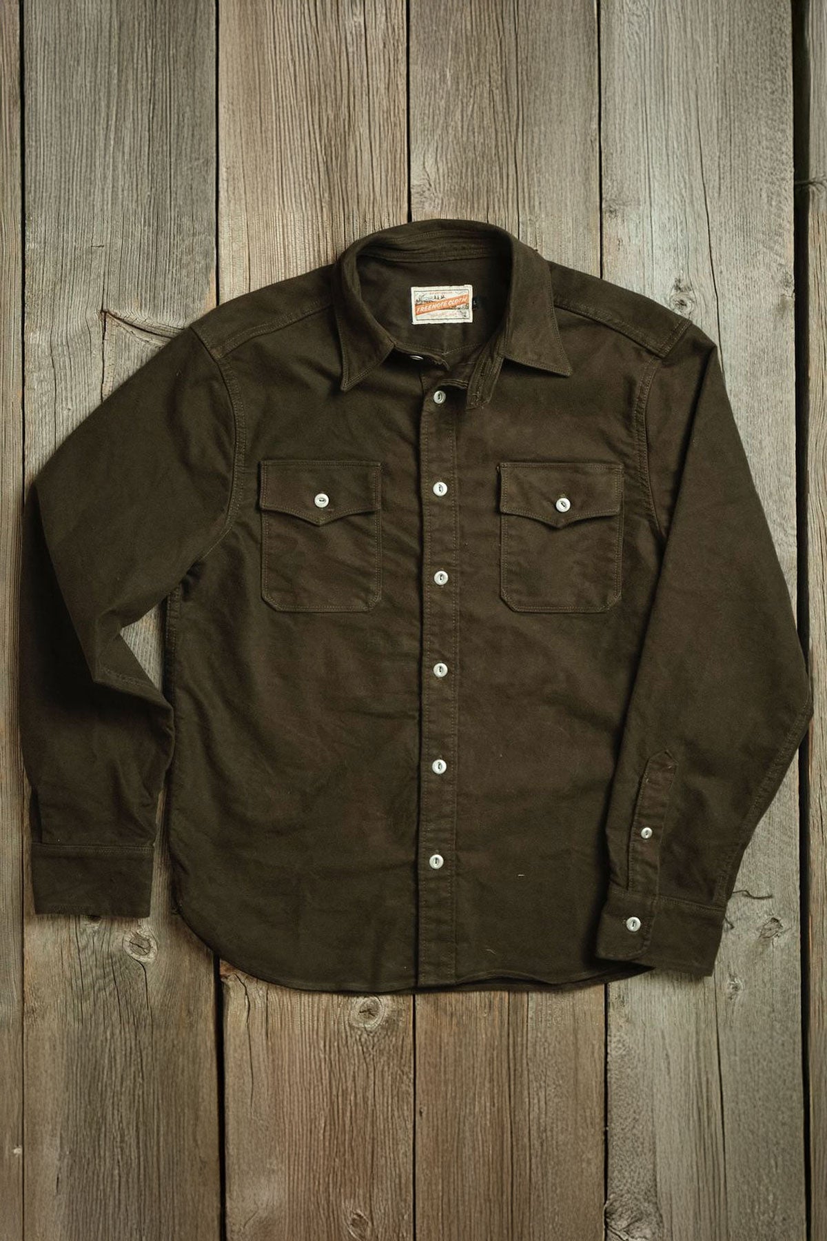 Freenote Cloth - Scout Sportsman Shirt in Moleskin Olive