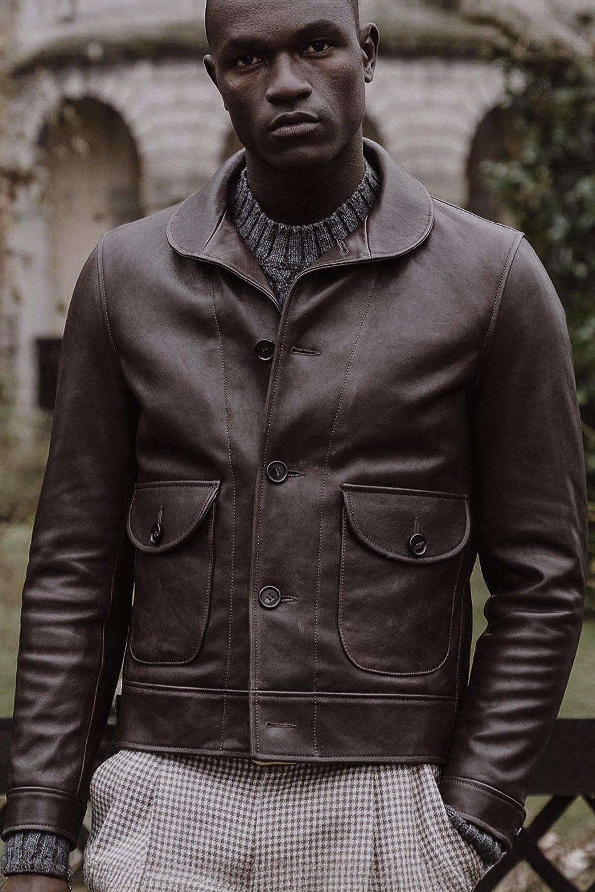 Shangri-La Heritage - “Cossack” Testa di Moro Lambskin Leather Jacket