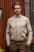 Orgueil - OR-5007E Shawl Collar Shirt - Indigo Stripe