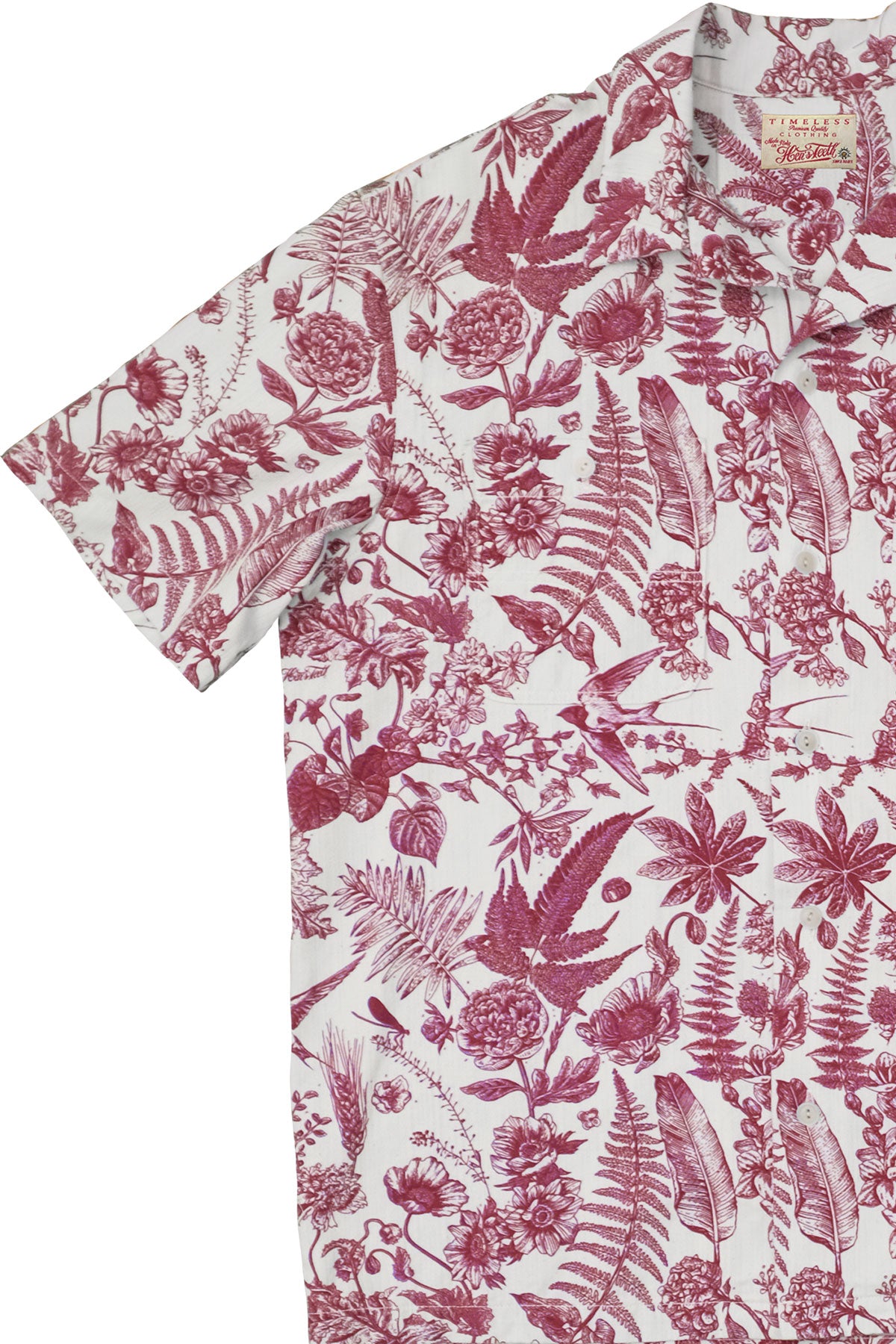 Hen's Teeth - HTM-S2 Light Canvas Short Sleeve Shirt with botanical print