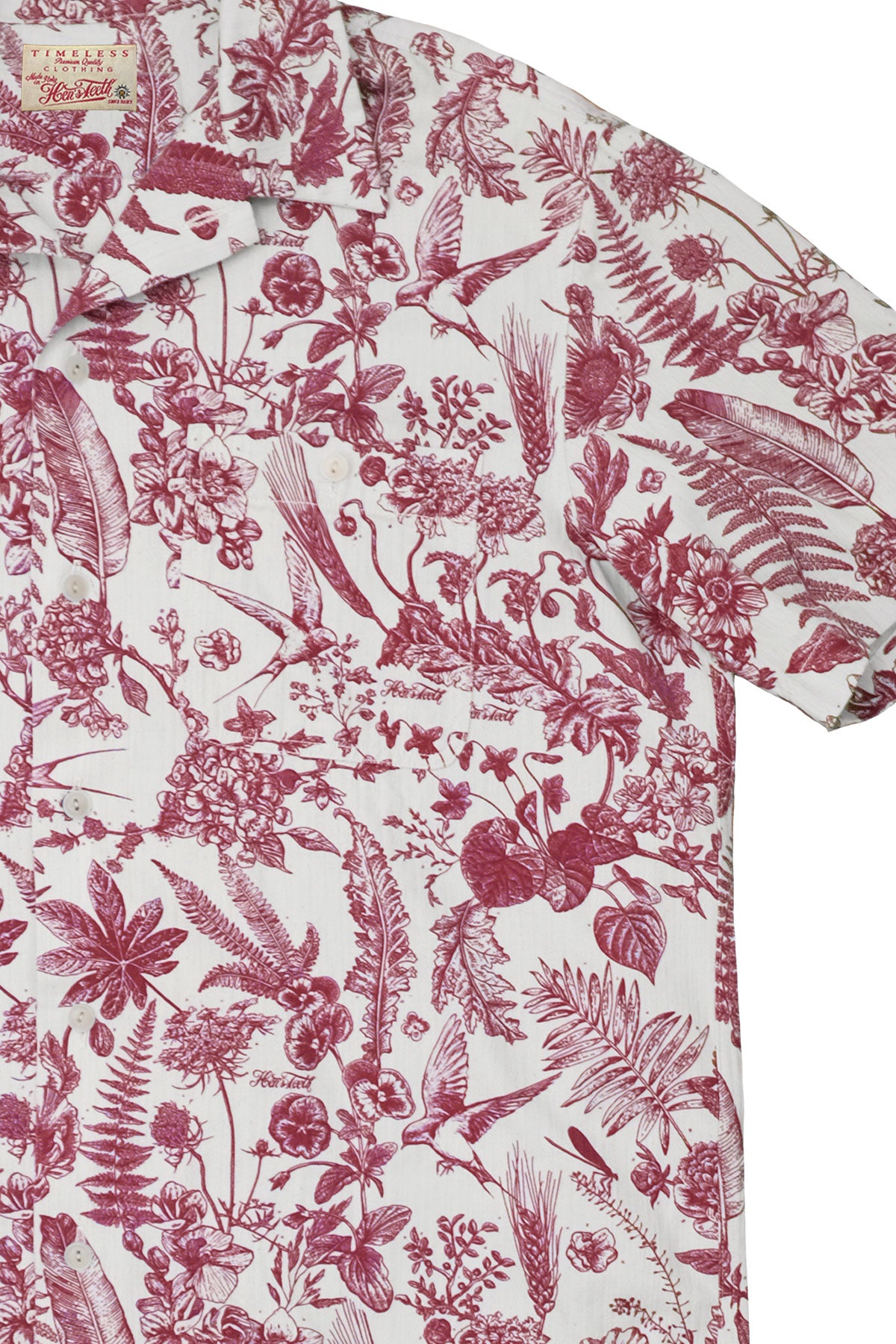 Hen's Teeth - HTM-S2 Light Canvas Short Sleeve Shirt with botanical print