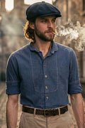 Scarti Lab - 337 SB411 Jacquard Round Collar Shirt Over-dyed Indigo - Limited Edition