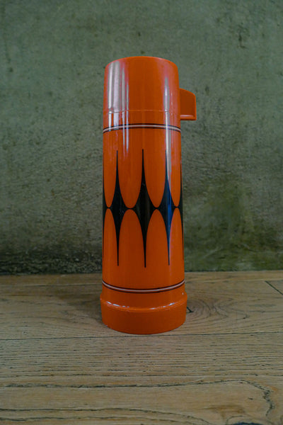 Vintage 1960s THERMOS BRAND INSULATED BEVERAGE BOTTLE-#2434-1 QUART-Gray-Red