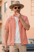 Universal Works - Road Shirt In Orange Summer Check Cotton