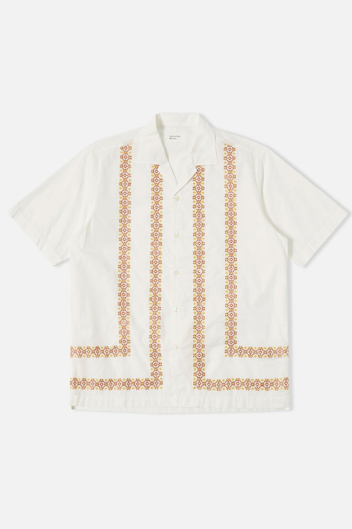 Universal Works - Minari Shirt In Ecru Embroidered Organic Poplin