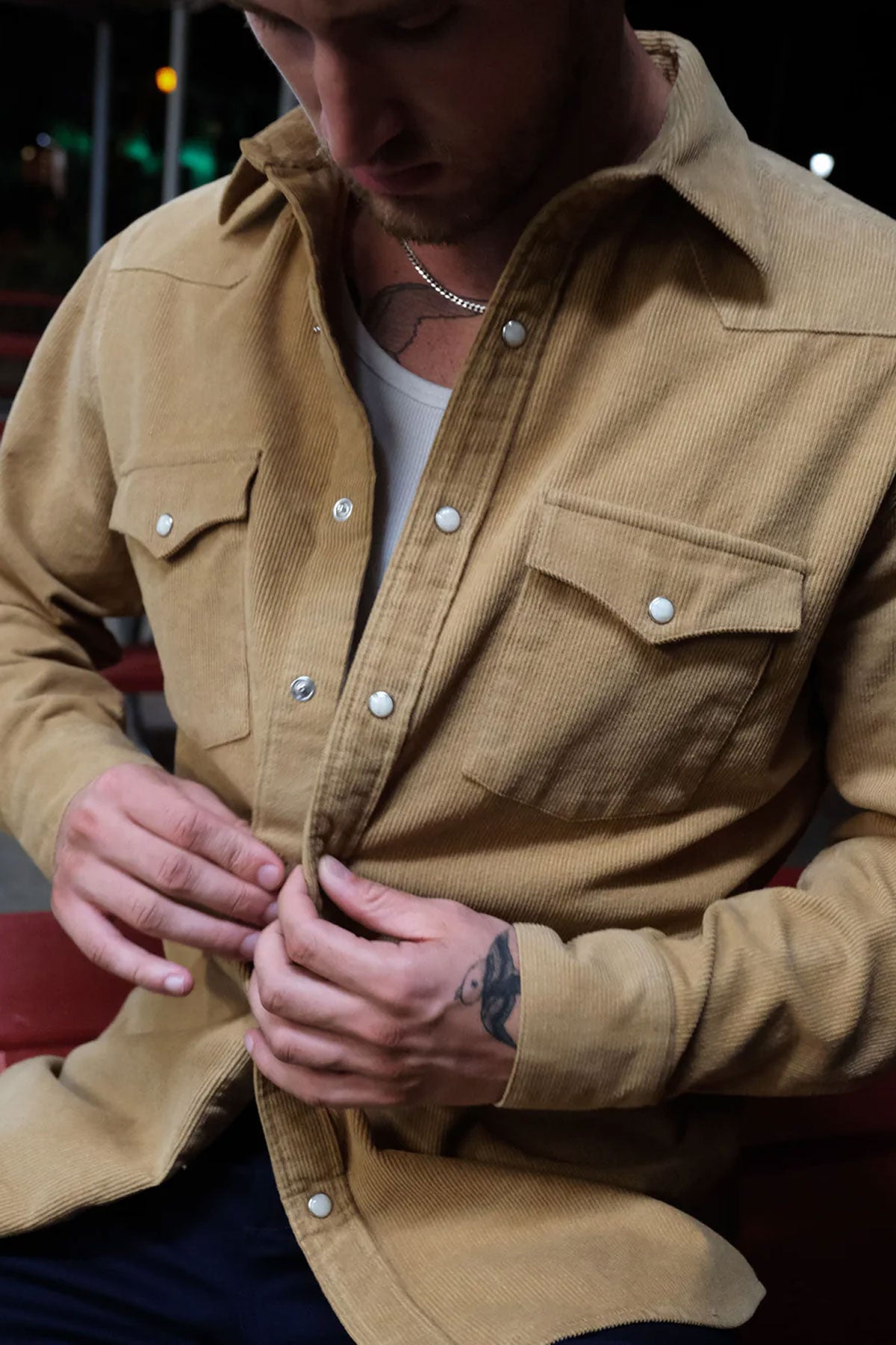 West Major - 8 oz. Corduroy Western Shirt in oak