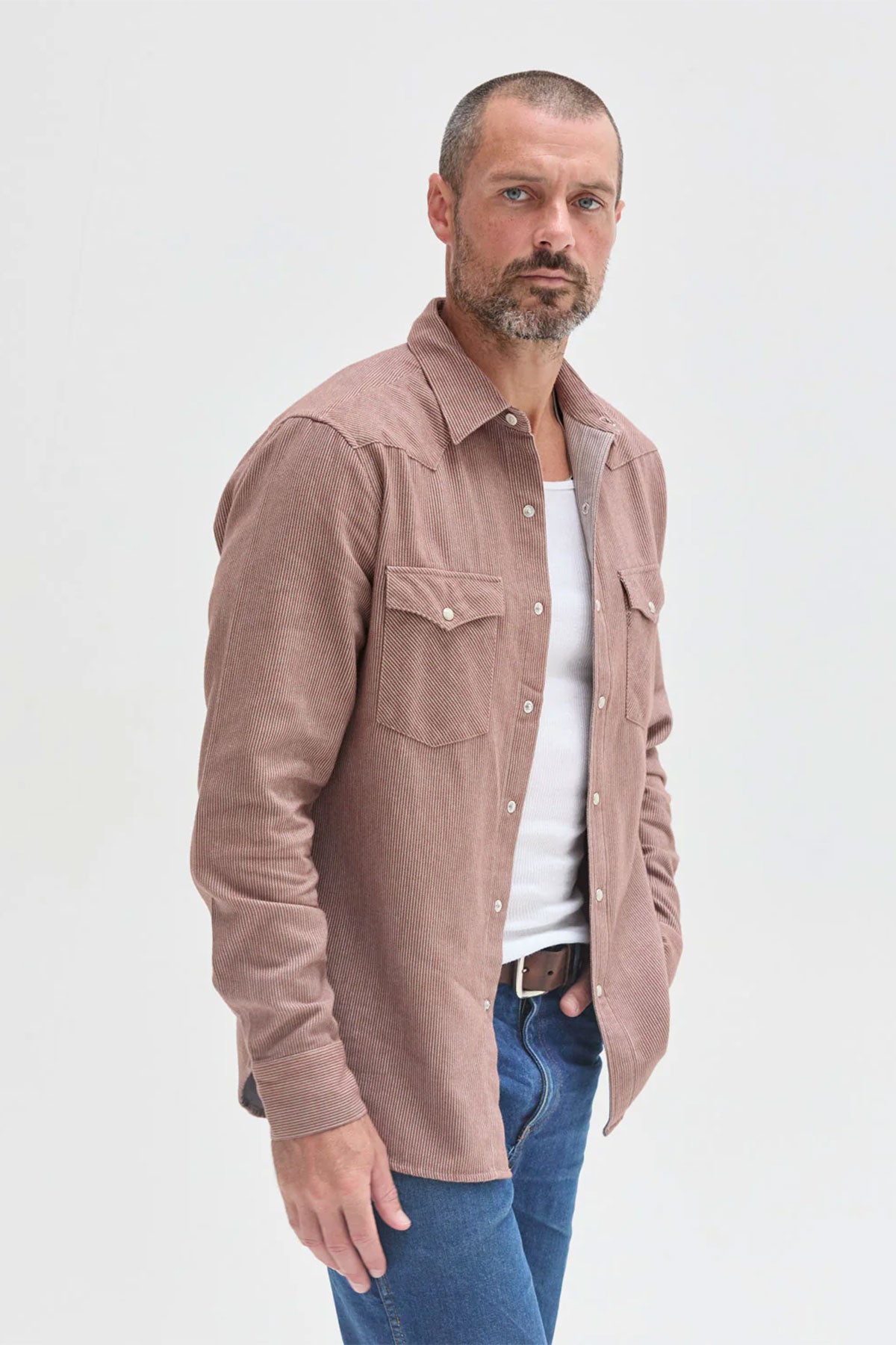 West Major – Railroad Stripe Flannel - Clay