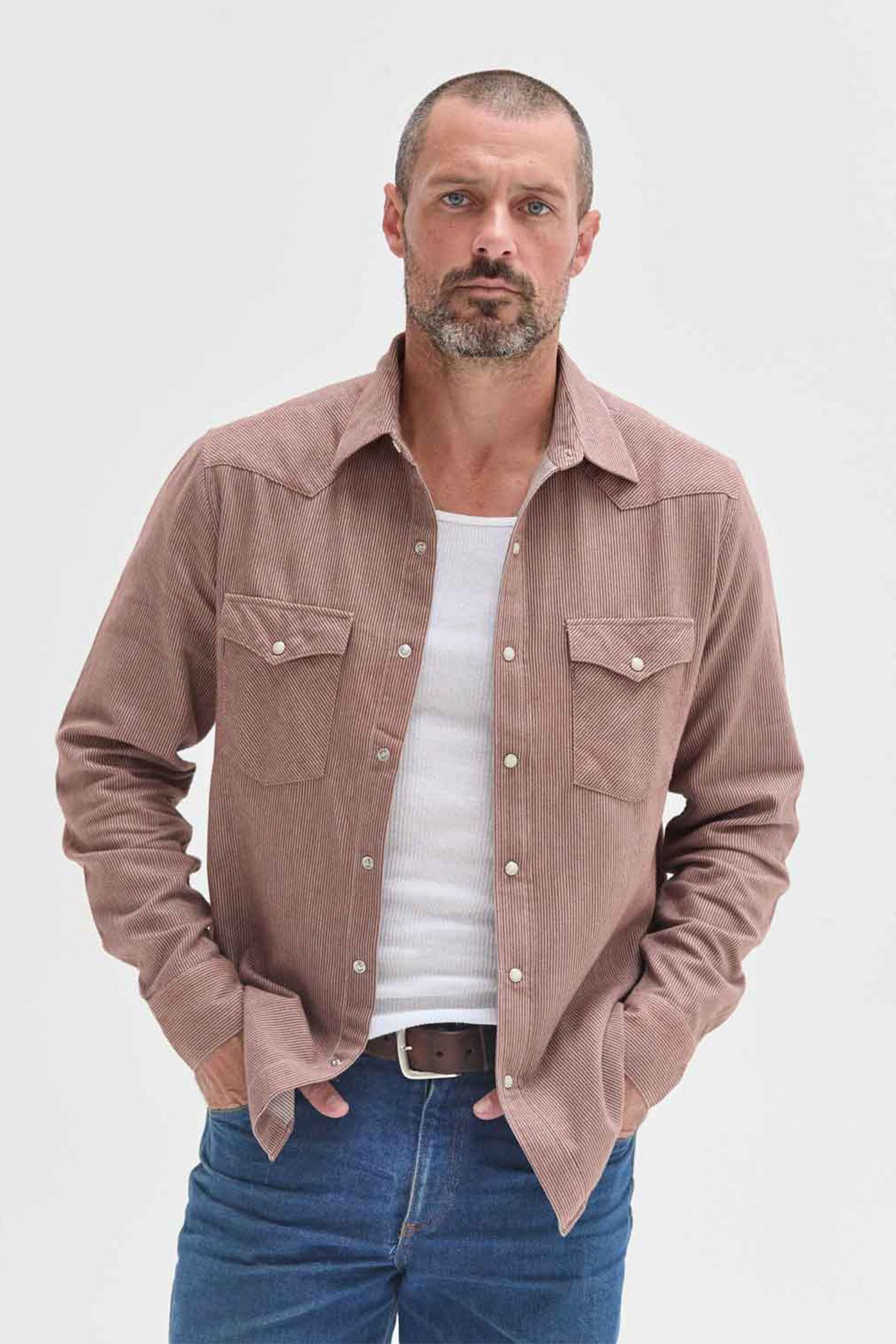 West Major – Railroad Stripe Flannel - Clay