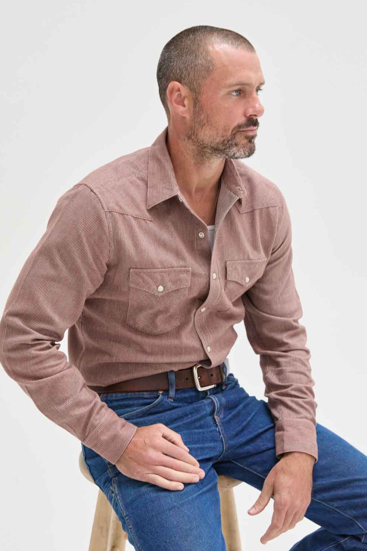 West Major – Railroad Stripe Flannel - Clay