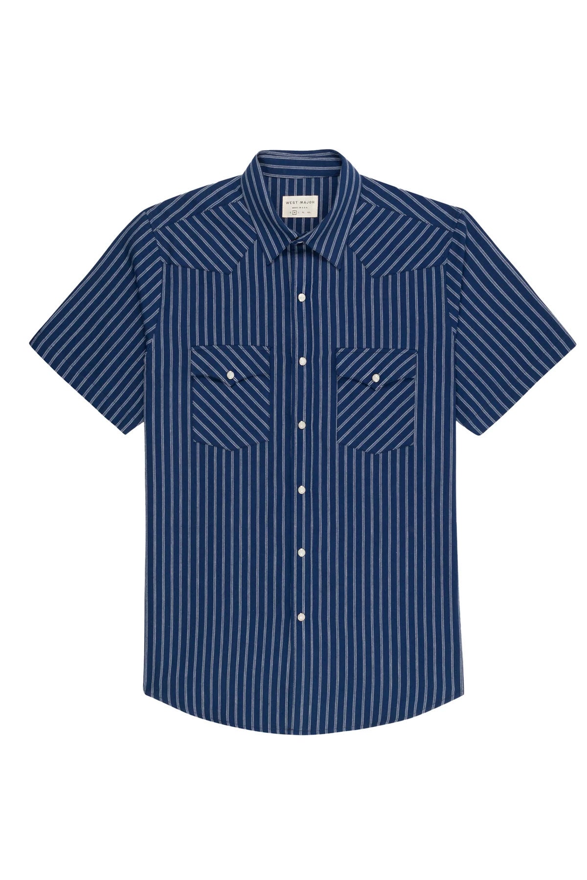 West Major - Indigo Selvedge Stripe Short Sleeve Western Shirt