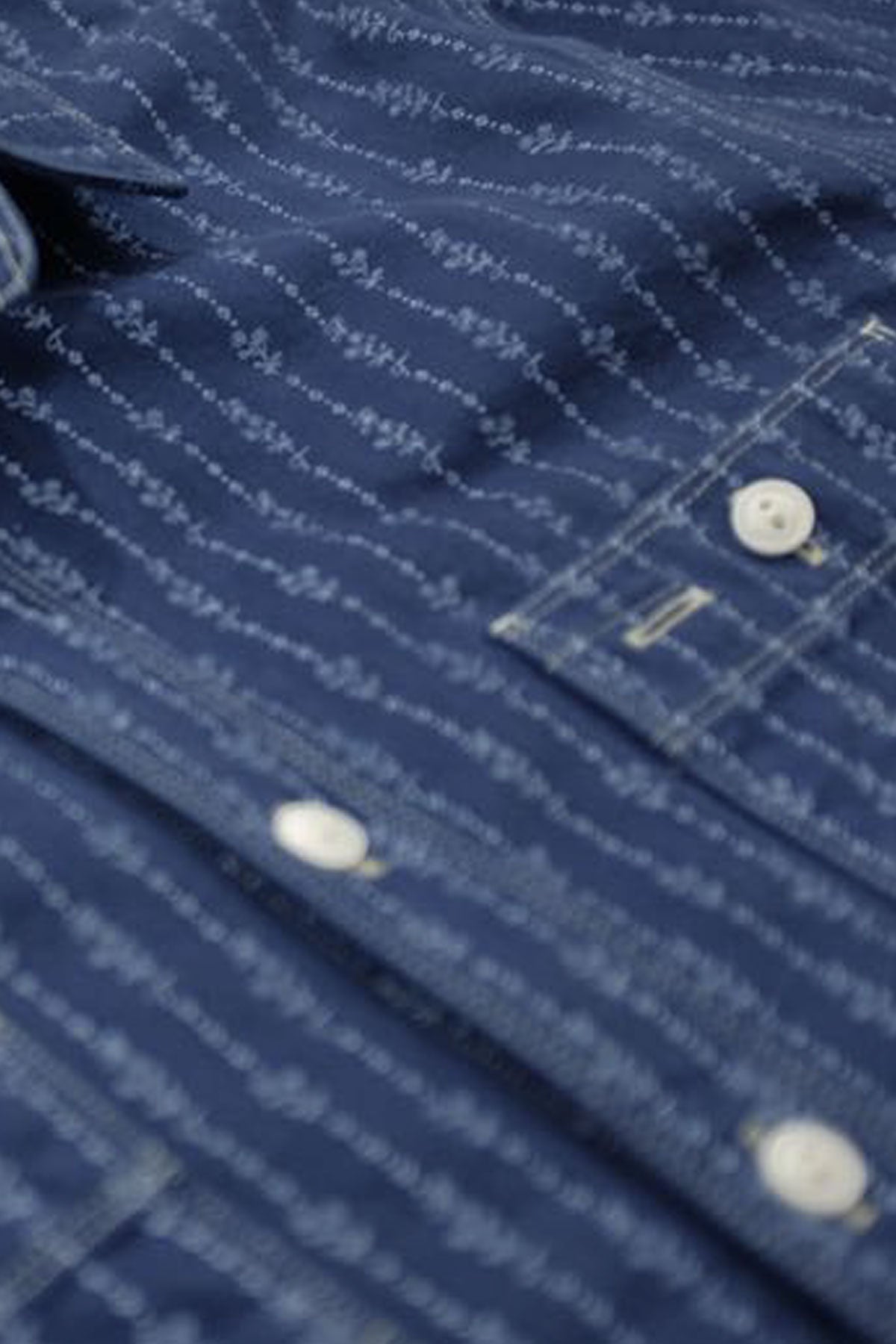 Hen's Teeth - HTM-S1 Work Shirt in Blue Printed Herringbone