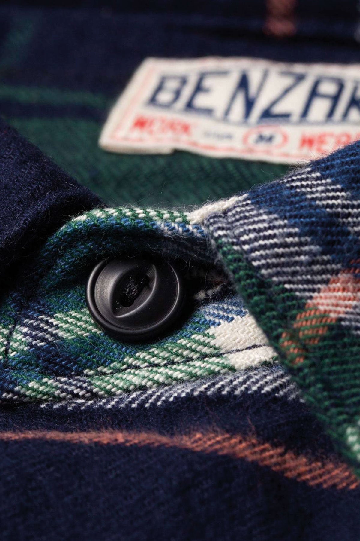 Benzak - BWS-01 WORK SHIRT 8 oz. Blue & Green Check Flannel