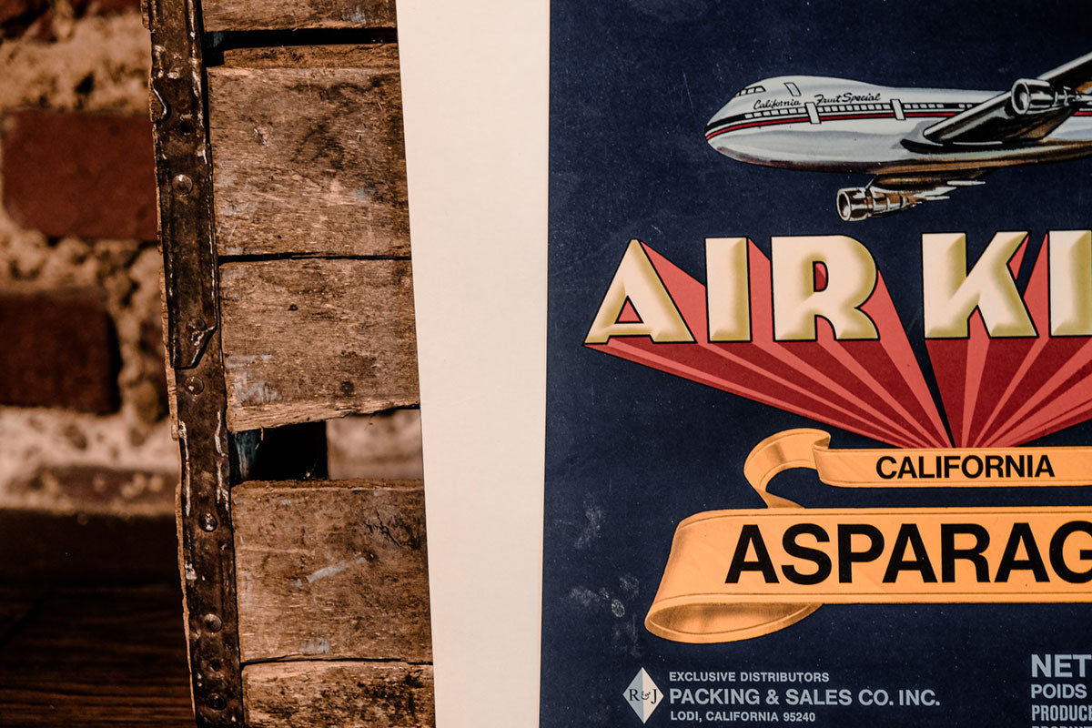 1950's Original Air King Asparagus Crate Label 1950's Lodi CA