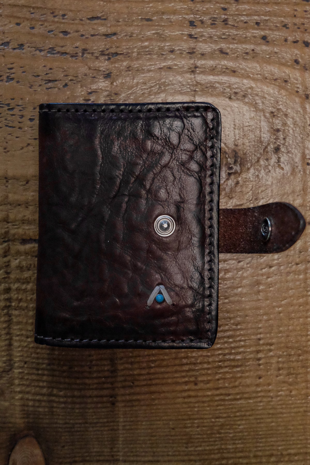 Alberto Luti - Card Holder with stud in Dark Brown Leather