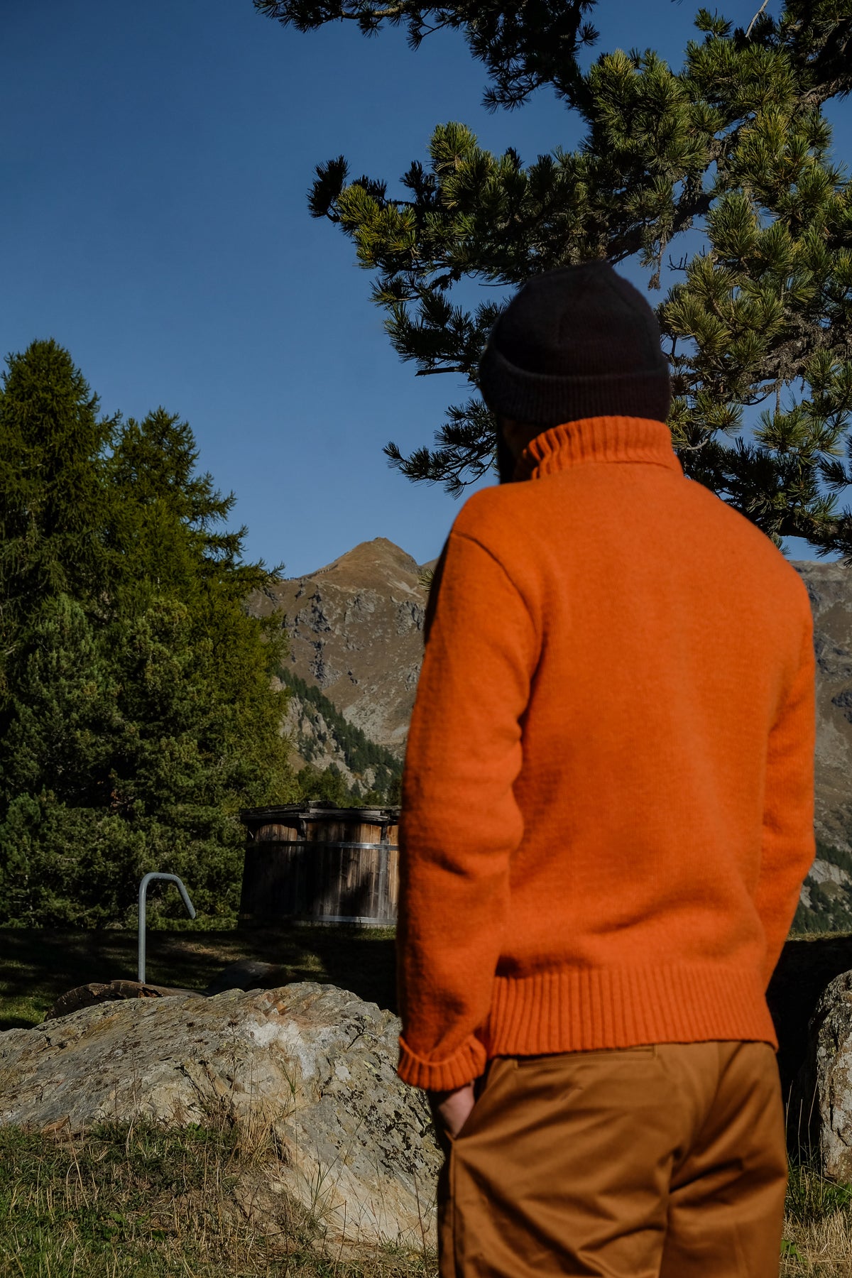 Universal Works - Roll Neck In Orange Eco Wool