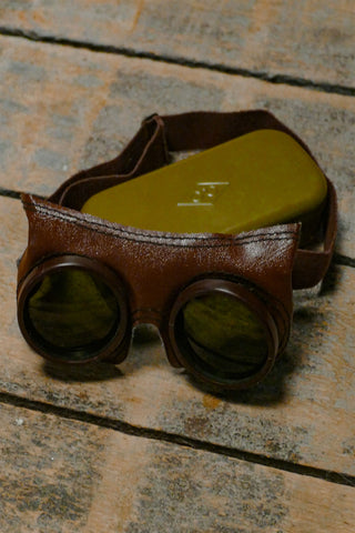 1960's Original USSR Dust Field Motorcycle Goggles with metal case