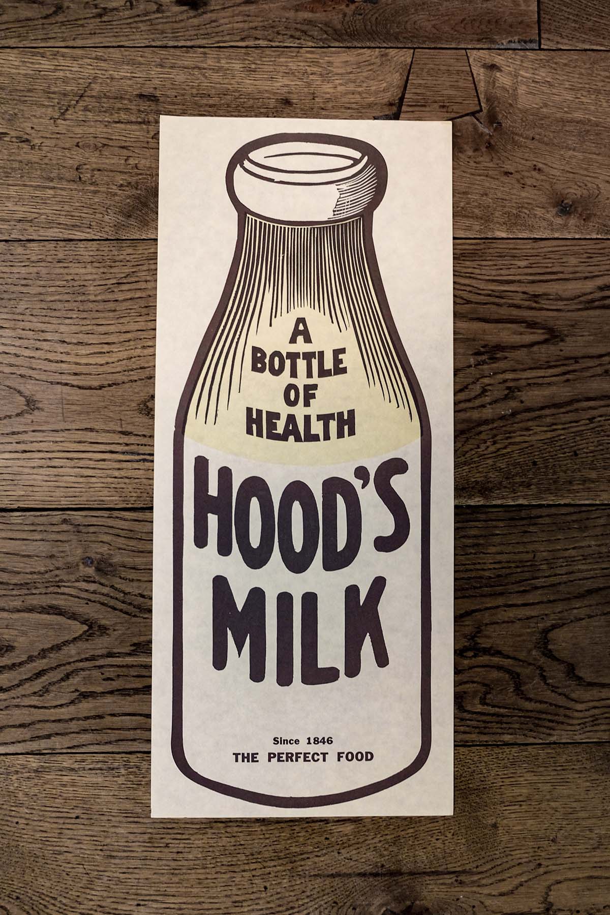 Rare 1950's Hood's Milk Vintage Paper Advertising Sign