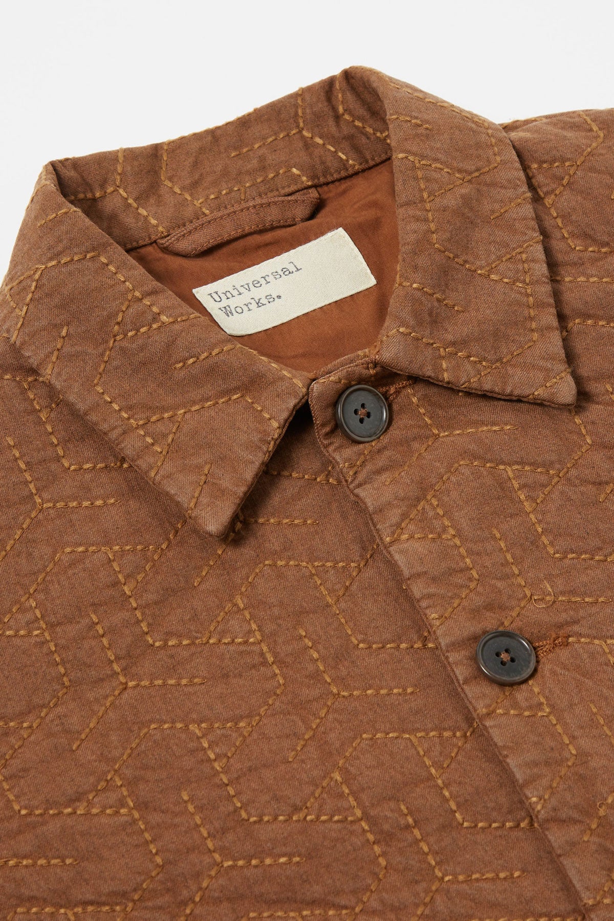 Universal Works - Travail Quilt Shirt Jacket In Brown Marl Twill