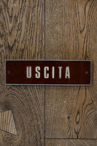 Vintage 1970's Italian Movie Theater "USCITA (EXIT)" Sign