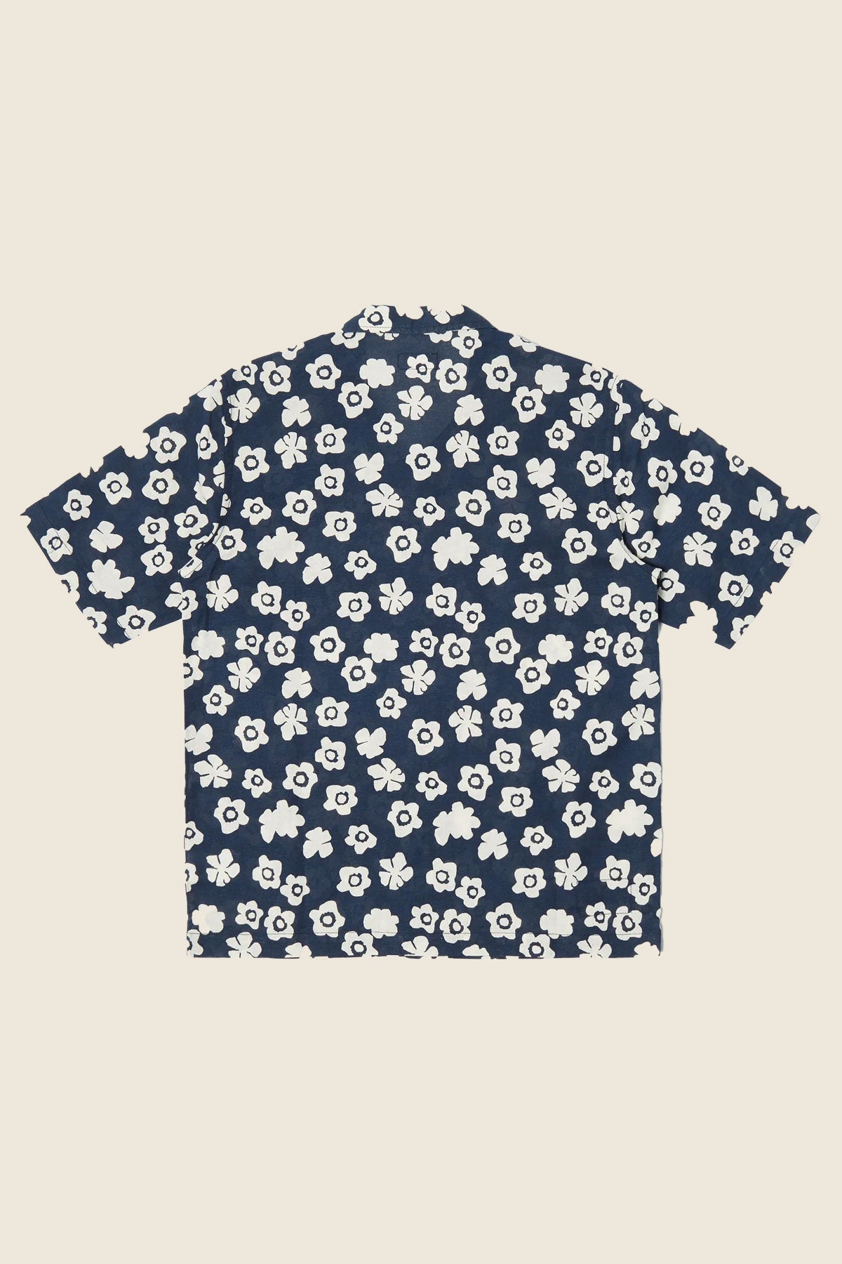Universal Works Pullover S/S Shirt in Indigo Flower Print