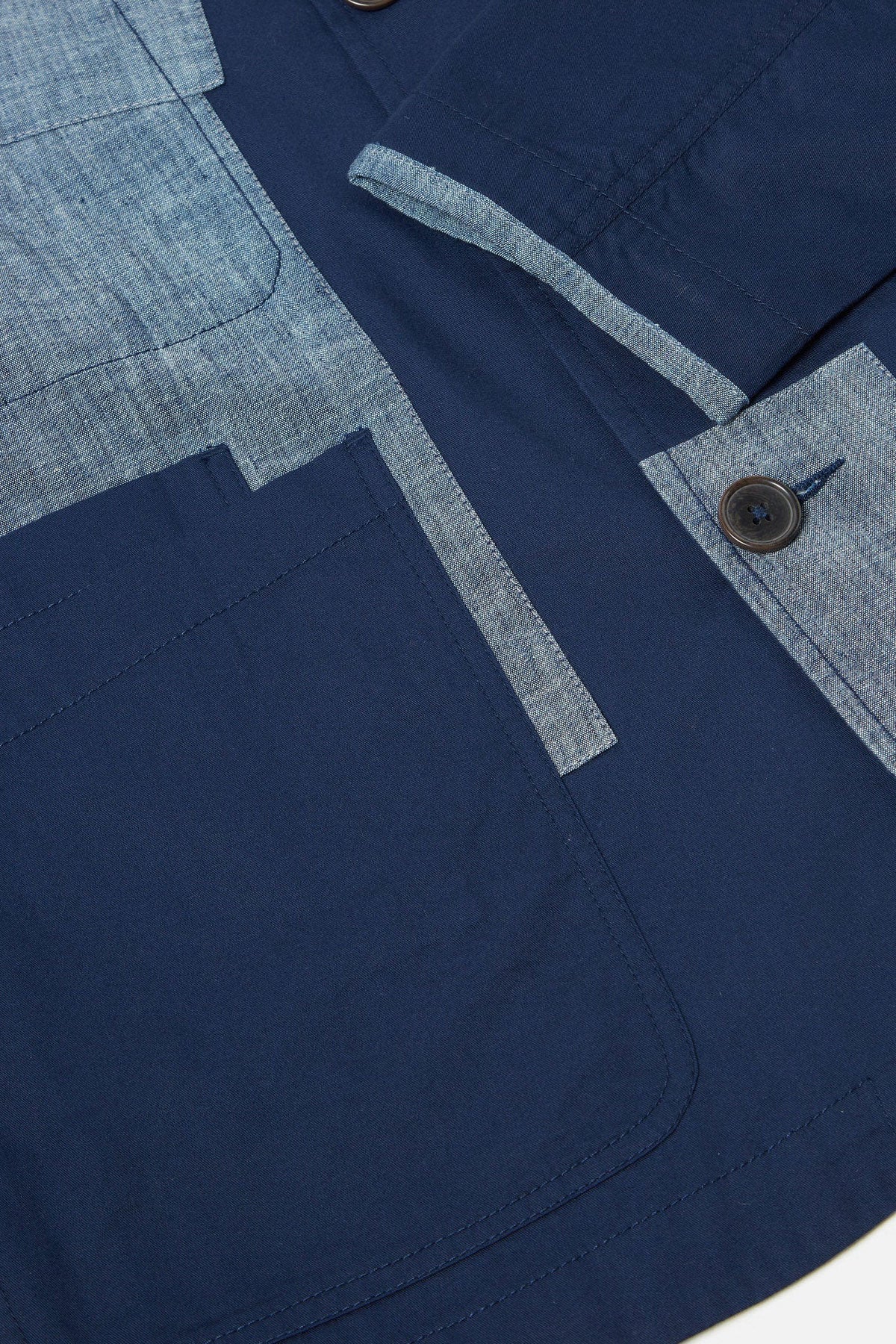 Universal Works - Patched Bakers Jacket In Navy Fine Twill Chambray